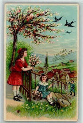 39149367 - Children with Marguerites and Swallows Publisher G.G.K. 860 Pentecost