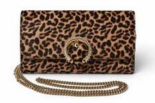 JIMMY CHOO Cartera de Cadena Estampado de Leopardo Becerro Bolso de Hombro con Caja #PTB162