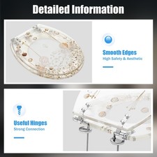 Resin Toilet Seat Seashell Oval Shape Transparent Bathroom Decor for U Type