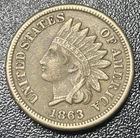 1863 Indian Head Penny Cent 1c Fine Natural Toning VF Very Fine Better Date