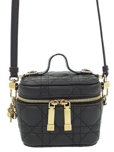Christian Dior Lady Dior Micro Vanity Cannage Leather Black 2WAY Shoulder Bag