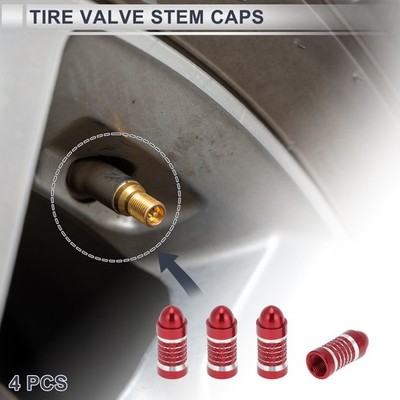 Tire Valve Stem Caps Round Head Style Tyre Valve Dust Covers Red for Car 4 Pcs