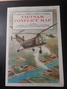 ca. 1965 VIETNAM WAR CONFLICT MAP by C. S. HAMMOND & CO. w SPECIAL MAPS & EVENTS