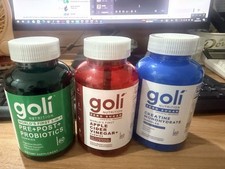 3 Bottles Goli Zero Sugar Best Seller Trio Set Gummies, 60 Counts Per Bottle