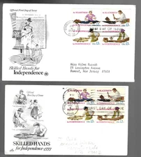 2 1977 Skilled Hands FDCs; Art Craft/ PCS cch;  Scott 1717-20