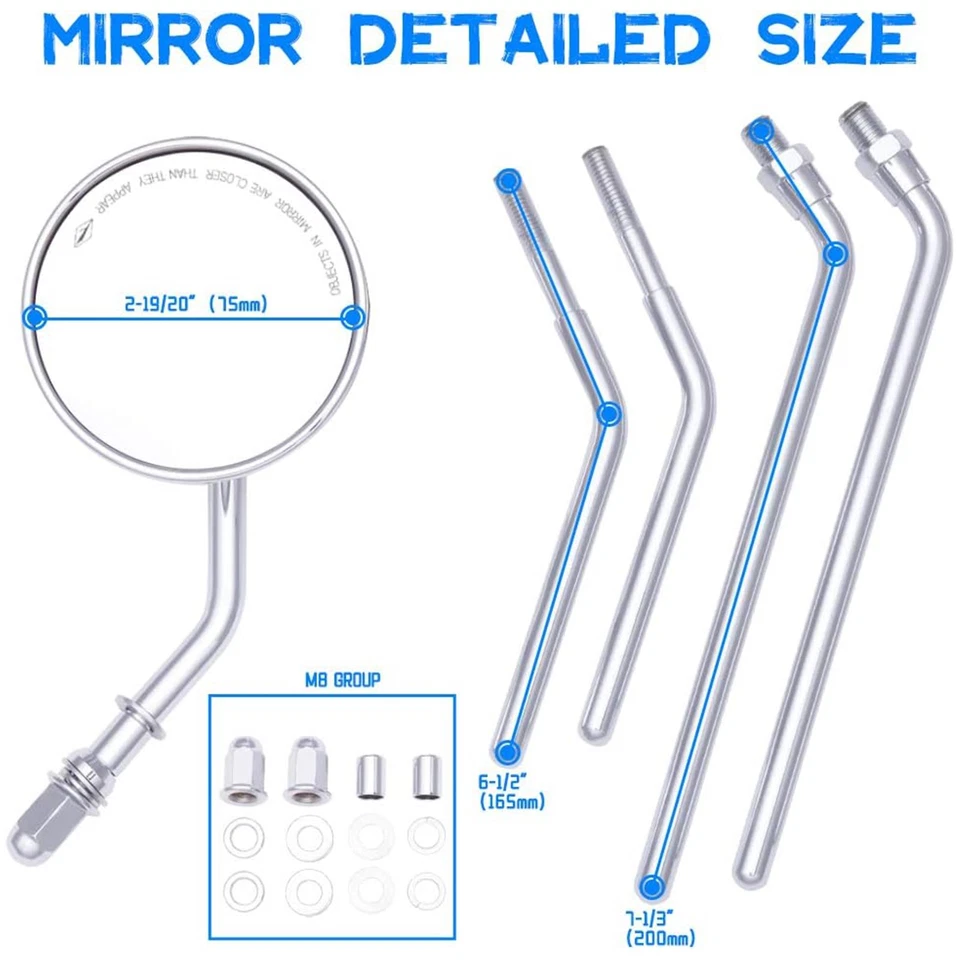 Espejos retrovisores laterales redondos cromados para Mg TD TC TF TB TDC Midget convertible Foto 2 de 4