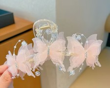 Elegant Large Butterfly Hair Clip w/ Tassel Accents, Intricate Butterfly Pattern
