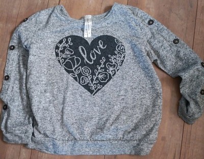 Girls Sz 14 Heart And Arrow Sweater With Button Sleeve Accents