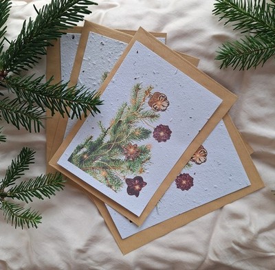 Karten mit Blumensamen Postkarten Christmas Greeting Cards 4 Pack with Envelope