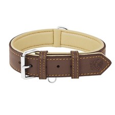 Riparo Brown Leather Dog Collar - Heavy Duty Wide Dog Collar for Small, Mediu...