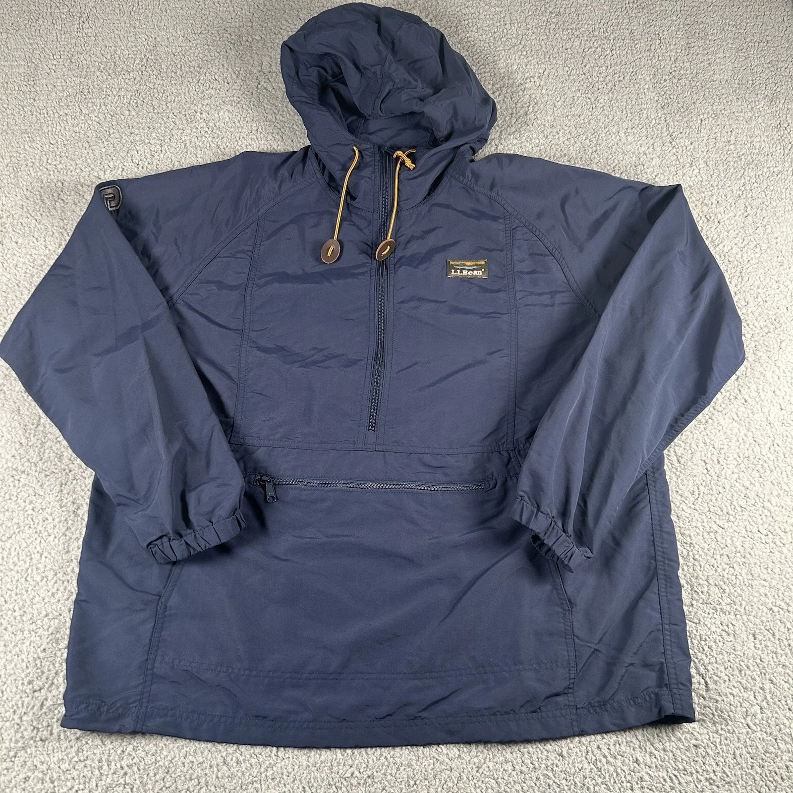 L.L. Bean Jacket Mens XL Blue Hooded Anorak Pullover Windbreaker