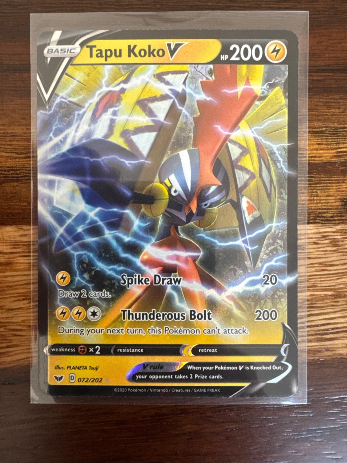 Tapu Koko V 072/202 Holo V Rare Sword & Shield Pokemon Holo Near Mint