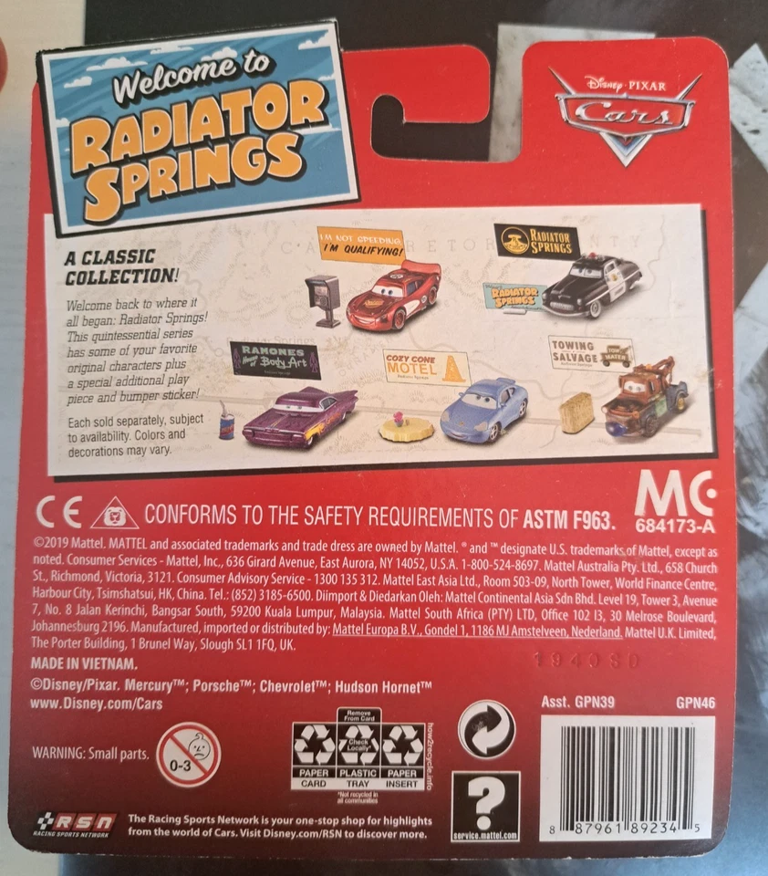 CARS - RADIATOR SPRINGS DOC HUDSON + Piston Cup - Mattel Disney Pixar - Immagine 2 di 2