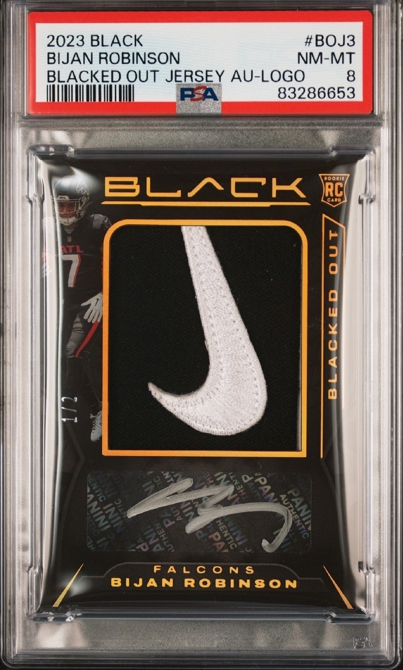 Bijan Robinson Panini Black Blacked Out Jersey Autographs #BOJ3 Brand Logo