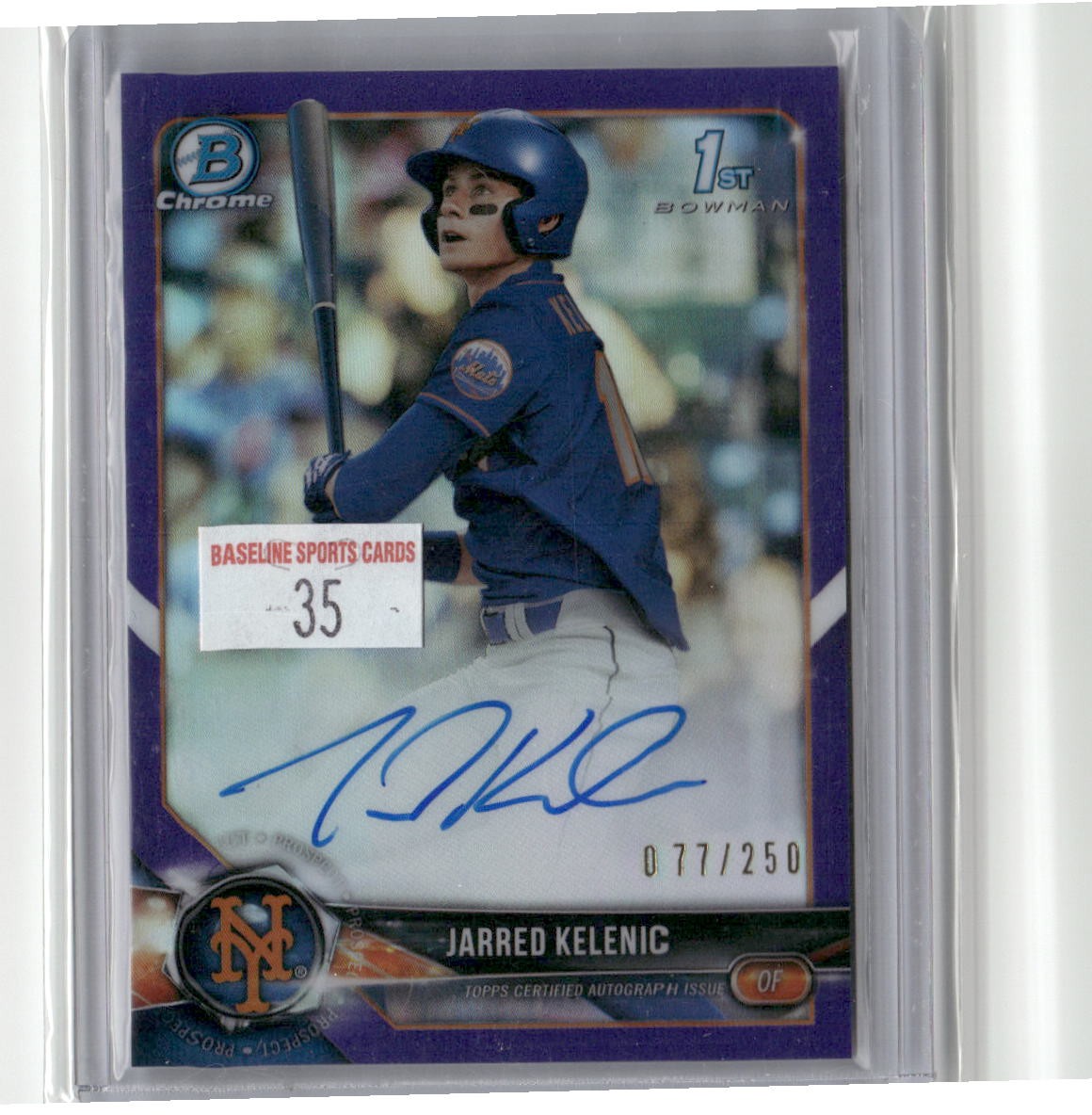 2018 Bowman Draft #CDA-JK Jarred Kelenic Chrome Auto Purple Refractor /250