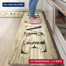 KIMODE Kitchen Floor Mats Cushioned Anti Fatigue,Farmhouse Floral Rugs Sets of 2