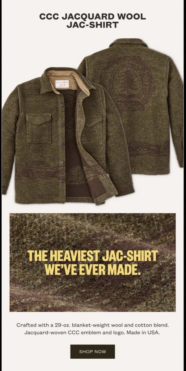 Filson Men's CCC Jacquard Wool Jac-Shirt - XS | eBay
