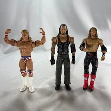 Lot of 3 WWE Elite & Basic Mattel Figures: Lex Luger, Undertaker & Edge wwf wcw