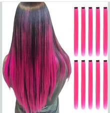 Pink Hair Extensions Clip in, 22 Inch 10 Pcs Long Straight Colored, for Kids ...