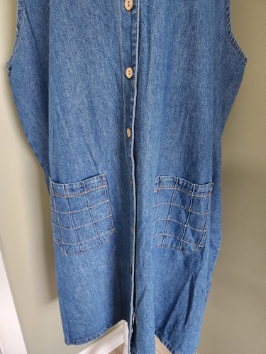 Vtg Alexandra Lee Midi Dress Jumper Womens Plus 24 Denim Button Up 80s 90s Y2K - Picture 3 of 10
