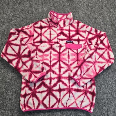 Patagonia Womens Sz Medium Synchilla Snap-T Fleece Pullover Diamond Dancer Pink