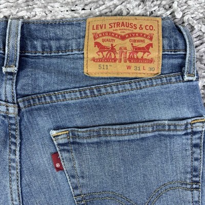 Levis 511 Jeans Slim Fit Medium Wash Stretch Denim Mens 31x30 Blue Workwear