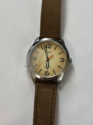 Timex Indiglo Retro Vintage Style Dial Leather Band FOR REPAIR Quartz Wristwatch