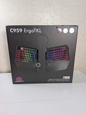 Cloud Nine C959 ErgoTKL Ergonomic Split Mechanical Keyboard Brown Switches RGB