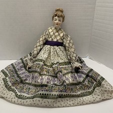 Vntg Porcelain China Head Doll 18 Cloth Body Porcelain Hands/feet Unbranded