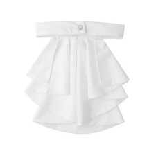 Sophisticated White Faux Collar Victorian Ruffled Jabot Tie for Party Outfits