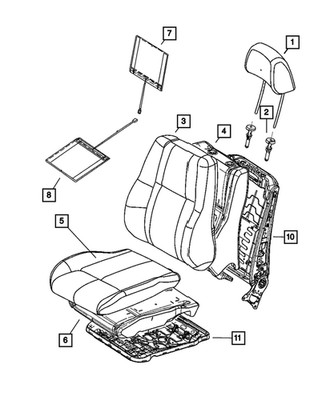 Genuine Mopar Front Seat Back Cover Right 5VS74HL1AB