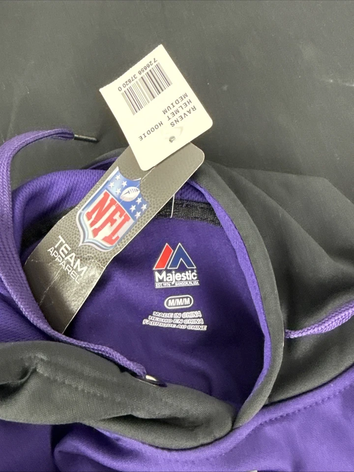 Majestic Baltimore Ravens Casco Sudadera con Capucha 2012 Mediana Nueva Foto 4 de 4