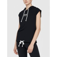 Under Armour UA Rival Terry Womens XS Black Sleeveless Hoodie New