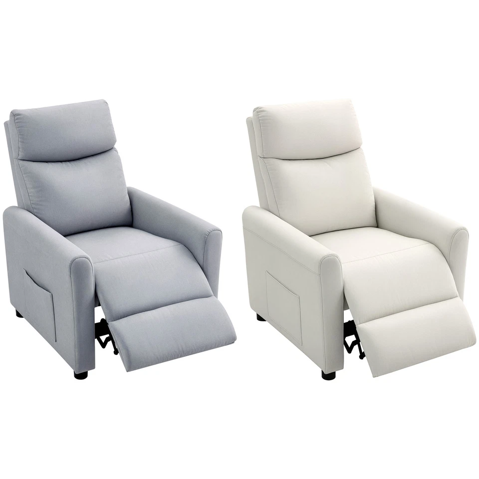 HOMCOM Poltrona per Salotto Reclinabile in Tessuto Effetto Lino