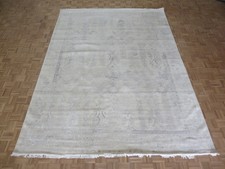 9'1 x 12'1 Hand Knotted Beige Tone On Tone Tabrez With Silk Oriental Rug G6021