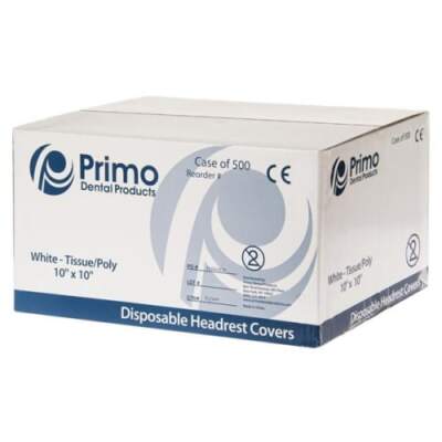 Primo 10'' x 10'' Tissue/Poly Head Rest Covers, Box of 500