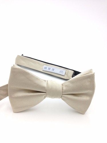 $120 Ryan Seacrest Mens Beige Solid Dress Bowtie Suit Adjustable Classic Bow Tie - Picture 2 of 6