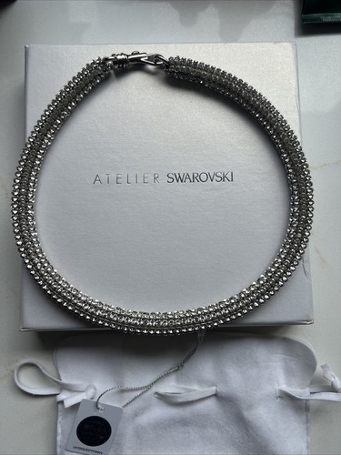 ATELIER SWAROVSKI CHRISTOPHER KANE SILVER CRYSTAL SLIM BOLSTER NECKLACE - Picture 6 of 13