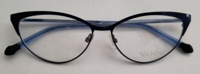 Rare VANNI V3676 C104 Eyeglasses Satin Shiny Deep Blue Made in Italy 53-13-140