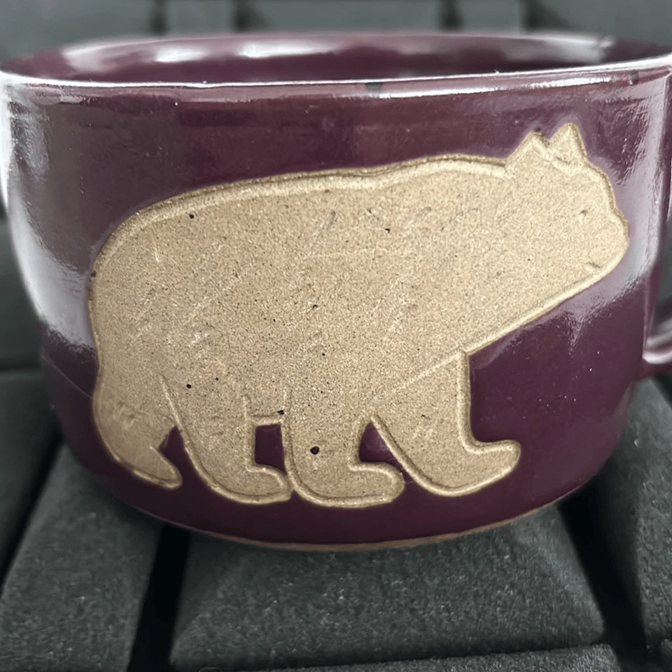 Taza Colección Círculo Cerámica Grande Gres Borgoña Hecha a Mano Foto 2 de 4