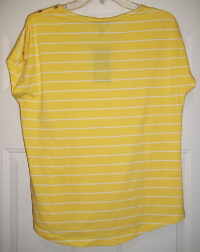 NWT Jones New York Signature Women's V-NECK Top T-Shirt Size L Cap Sleeve Yellow - Picture 2 of 7