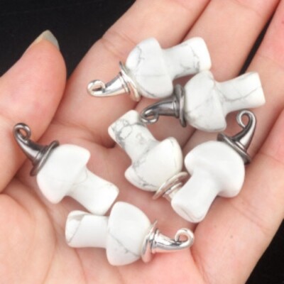 20pcs Natural Howlite Stone Pendant Mushroom Magic Hat Chakra Reiki Healing
