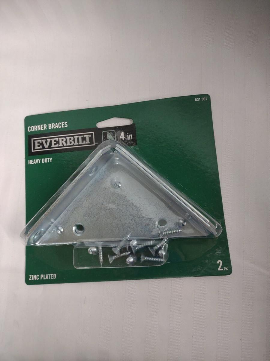 2 Everbilt Corner Braces 4in 10,2cm 2pk Zinc Plated Corner Joints