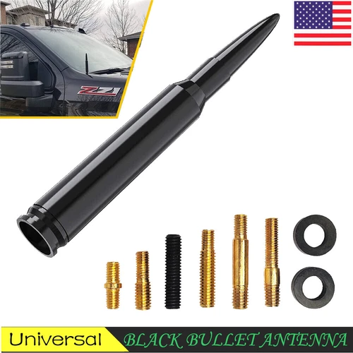 Black 50 Cal Bullet Antenna Fits For Car Dodge RAM 1500 2500 3500 4500 Trucks - Picture 1 of 11