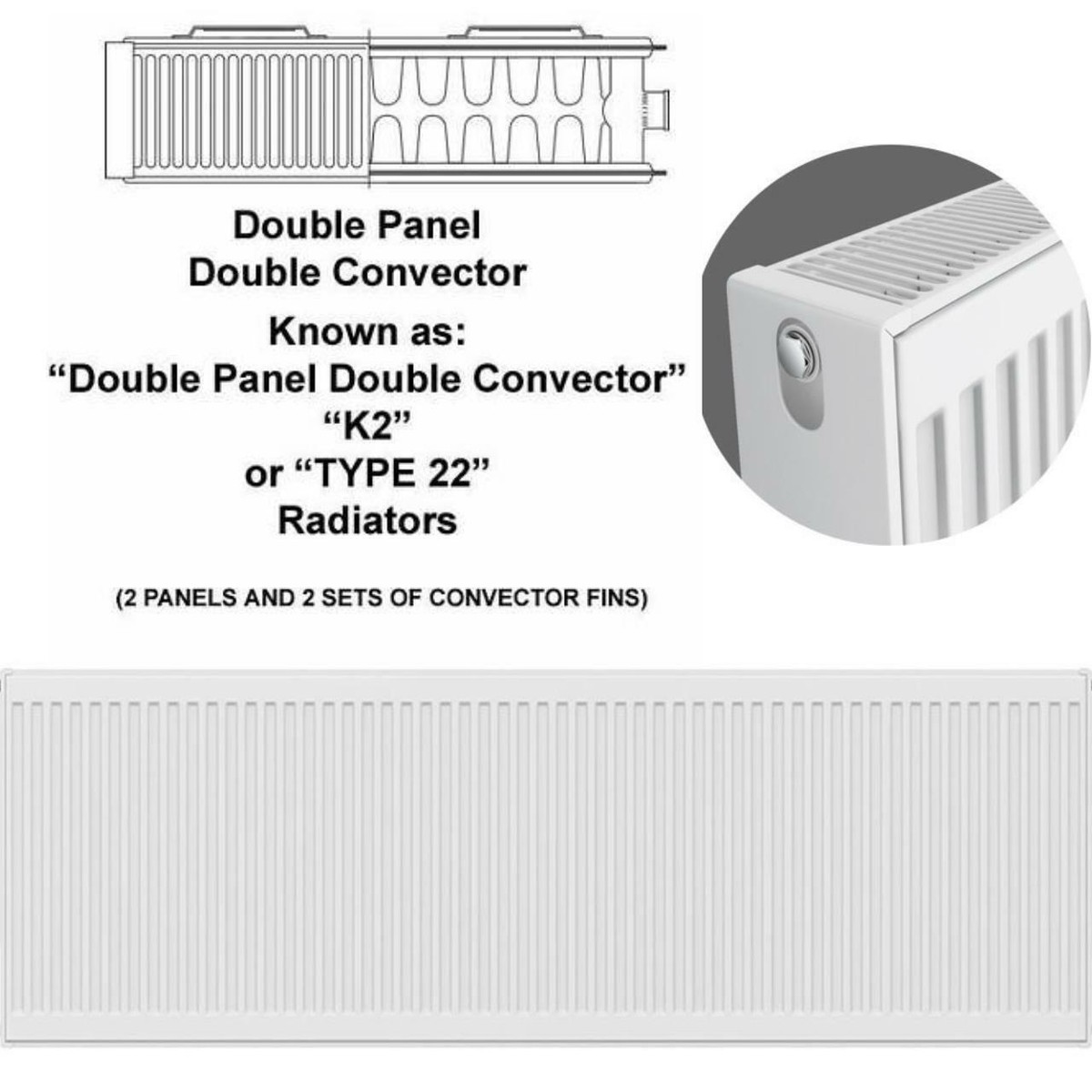 Type 22 Single Vs Double Convector Radiator Type 22 H600 X W2200mm