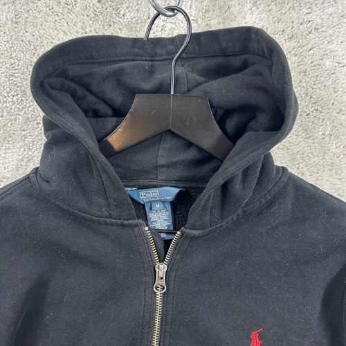 Polo Ralph Lauren Hoodie Kids Size Medium Black Full Zip Cotton Pockets - Picture 4 of 9