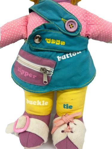 Playskool 454 Dressy Bessy 1985 Learn to Snap Knopf Reißverschluss Krawatte Schnalle Plüschtier - Bild 2 von 6