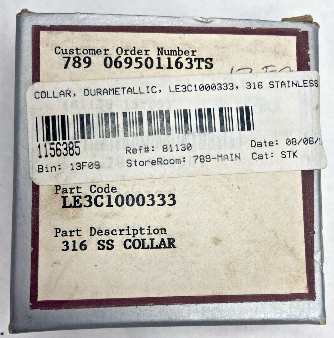 Durametallic DuraSeal Model: LE3C1000333 316 SS Collar 