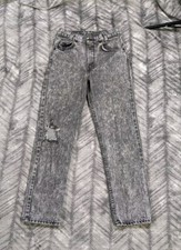 Vtg Levis 601 Jeans 27x28 Student Fit Gray Acid Wash Distress Denim Made in USA