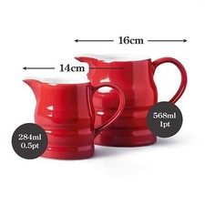 Churn Jug Red Porcelain Milk, Gravy, Cream, Custard Jug, Small to Large & Set